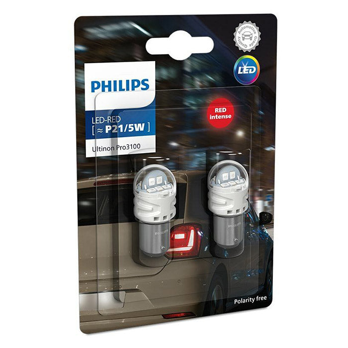 LED Baglygtepære P21/5W 12V (BAY15d) 2-pak - Ultinon Pro3100, Philips