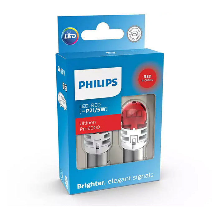 Rød LED P21/5W stoplys BAY15d - Ultinon Pro6000, 2 stk. Philips