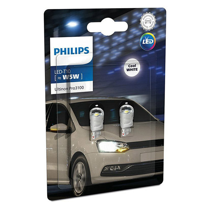 LED W5W 6000K (sæt) til positions- og nummerpladelys - Philips Ultinon Pro3100, Philips