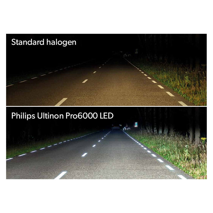 LED Forlygtepære H7 ECE-godkendt, klar hvid 5800K - Philips Ultinon Pro6000