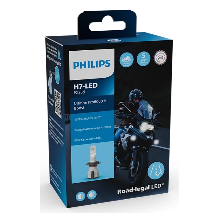 LED H7 forlygtepære ECE Ultinon Pro6000 Boost 5800K - Philips