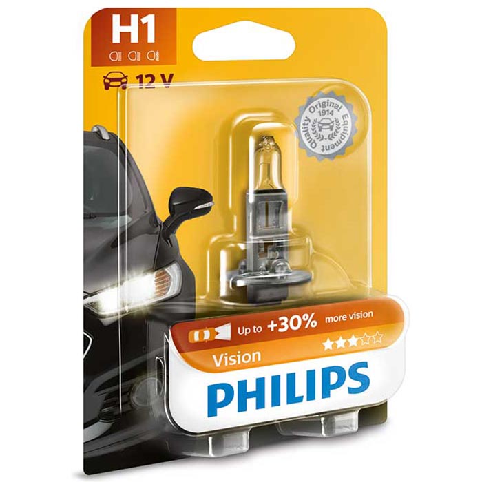 H1 55W 12V halogenpære til billygter, P14,5s - Philips