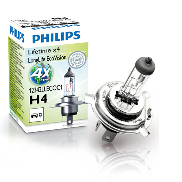 H4 60/55W halogenpære 12V Longlife EcoVision - Philips