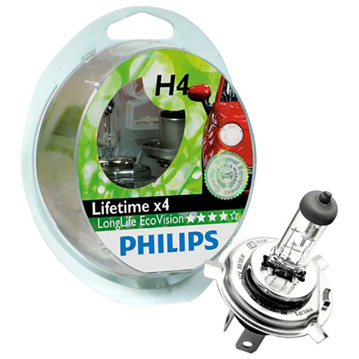 Halogen H4 60/55W 12V bilpære sæt, LongLife EcoVision - Philips