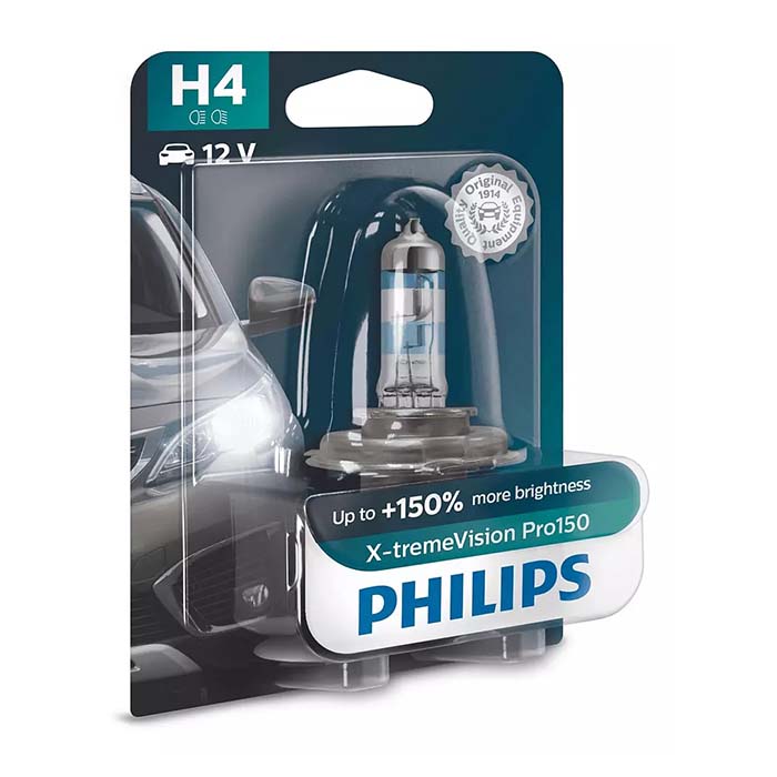 H4 xenon-look autopære 12V 60/55W 150% mere lys - Philips X-tremeVision Pro (1 stk) - Philips