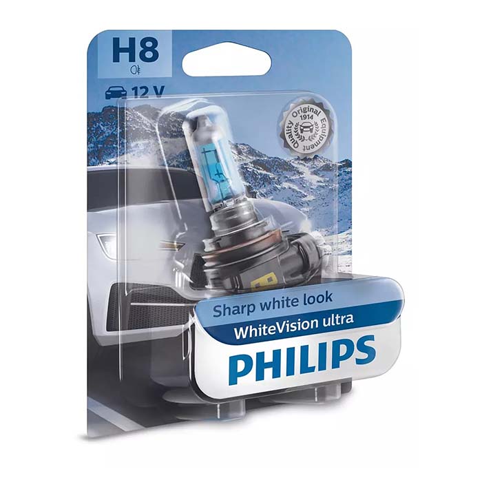 Halogenpære H8 35W 12V WhiteVision Ultra - Philips