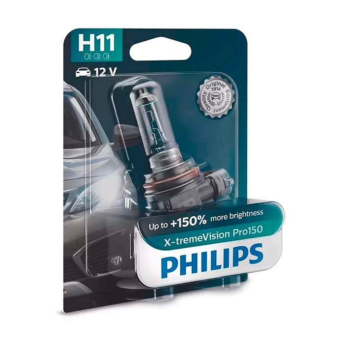 H11 55W 12V bilpære X-tremeVision Pro150 - 1 stk. Philips