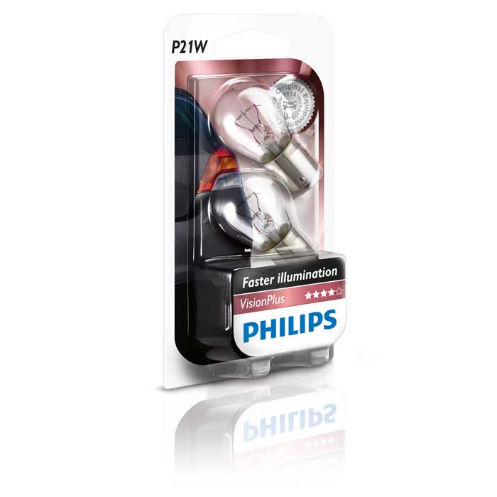 Halogenlampe VisionPlus 21W 12V - Forbedret lys og rækkevidde, sæt - Philips