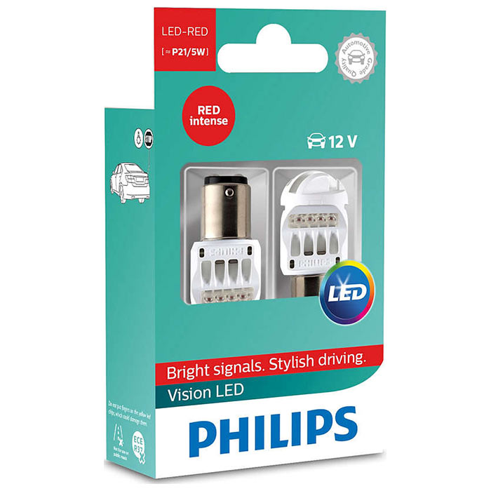 LED stop-/baglygte P21/5W 12V rød sæt - Philips