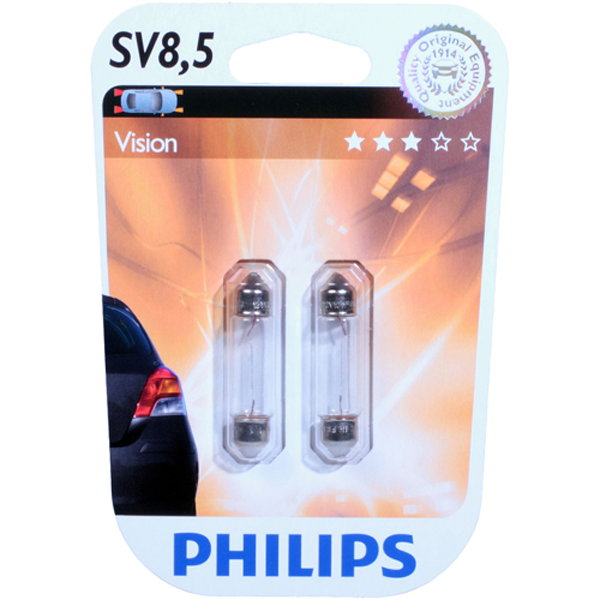 Lyskilde 12V 10W Pinol 43mm C10W festoon 2 stk - Philips