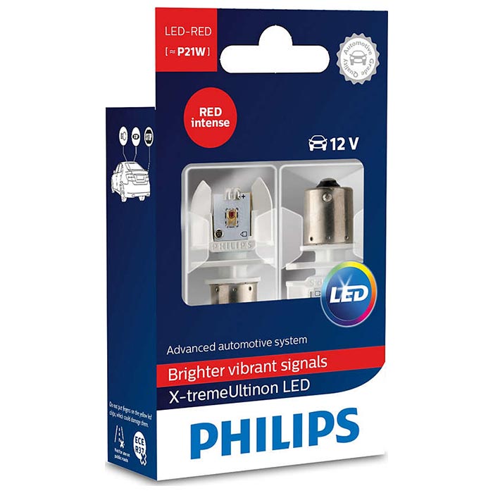LED stoplygte P21W 12V rød - X-tremeUltinon, sæt - Philips