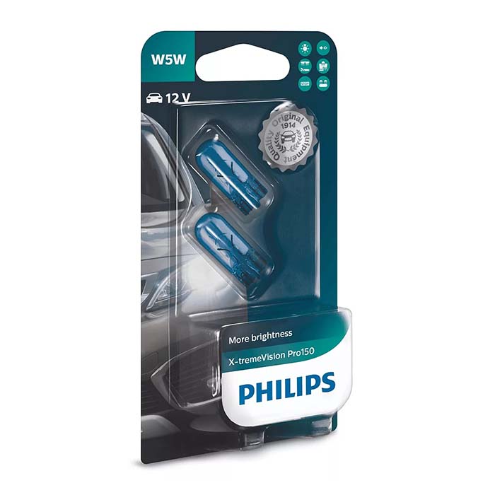 Autopære W5W 12V 5W - Philips X‑tremeVision Pro150 sæt, 2 stk.