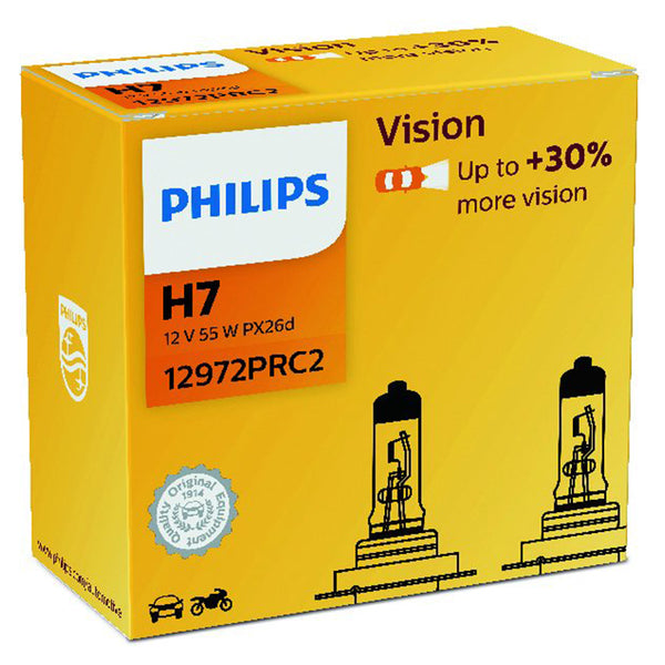 H7 halogenpærer 55W 12V sæt, forbedret lysstyrke og levetid - Philips