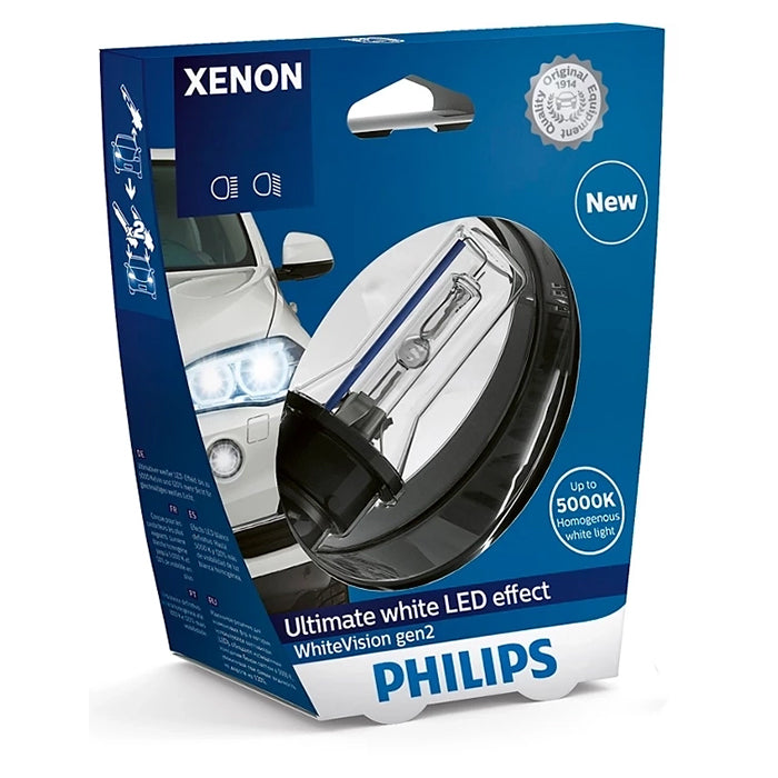 Xenon D3S 35W 42V WhiteVision Gen2 +150% hvidt lys - Philips