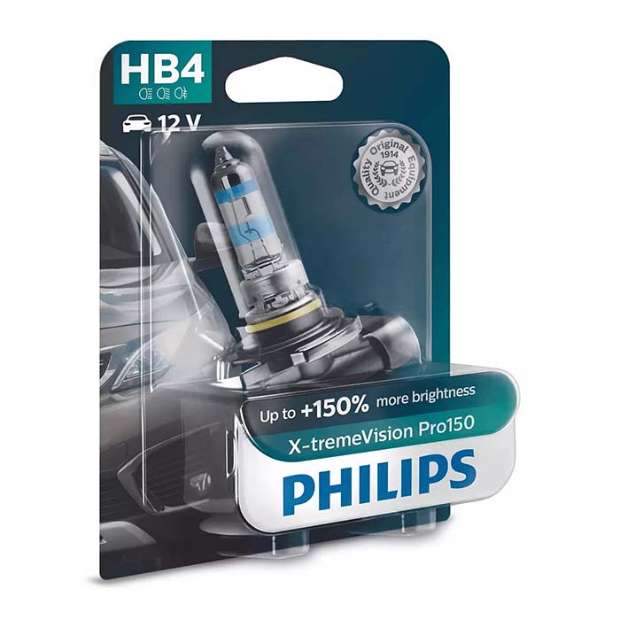 Autopære HB4 55W 12V X-tremeVision Pro150 - 1 stk. Philips