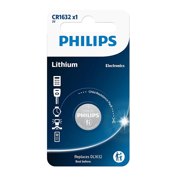 Knapcelle CR1632 3V litiumbatteri - Philips