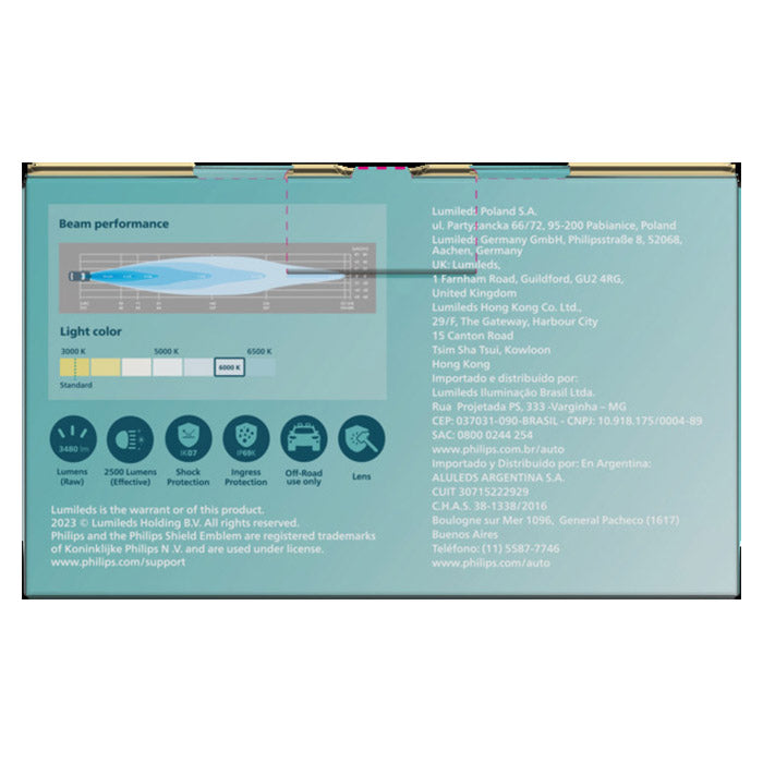 3 LED Arbejdslys Combo Beam 2500 lm Vandtæt IP69K til Offroad & Arbejde - Philips