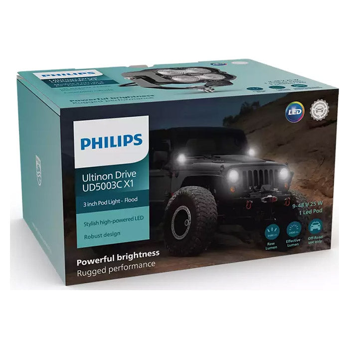 LED Arbejdslys 3 Flood 2450 lm 6000K Vandtæt IP69K - Philips