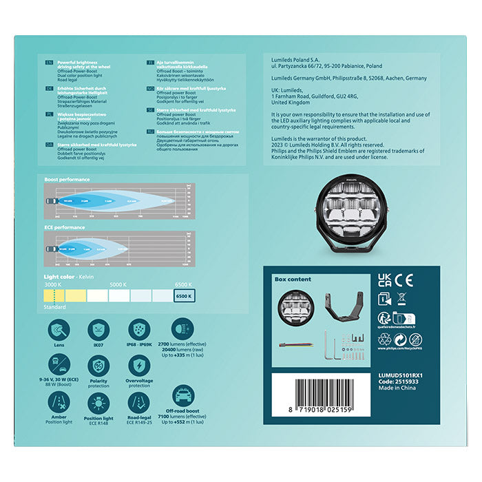 7 rund LED kørelys 3000 - 7100 lm, 6500K, ECE R149 - Philips