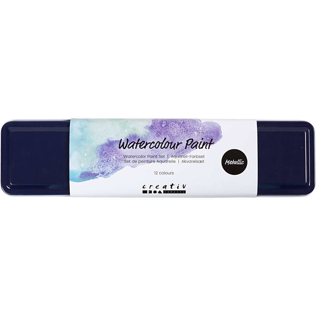 Akvarelsæt, metallicfarver, 12 frv./ 1 pk.