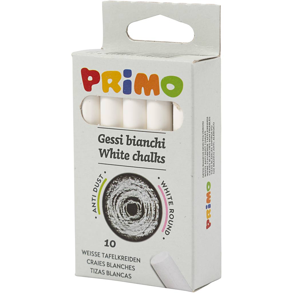 Hvidt Tavlekridt 10 stk. - 8 cm, 10 mm diameter