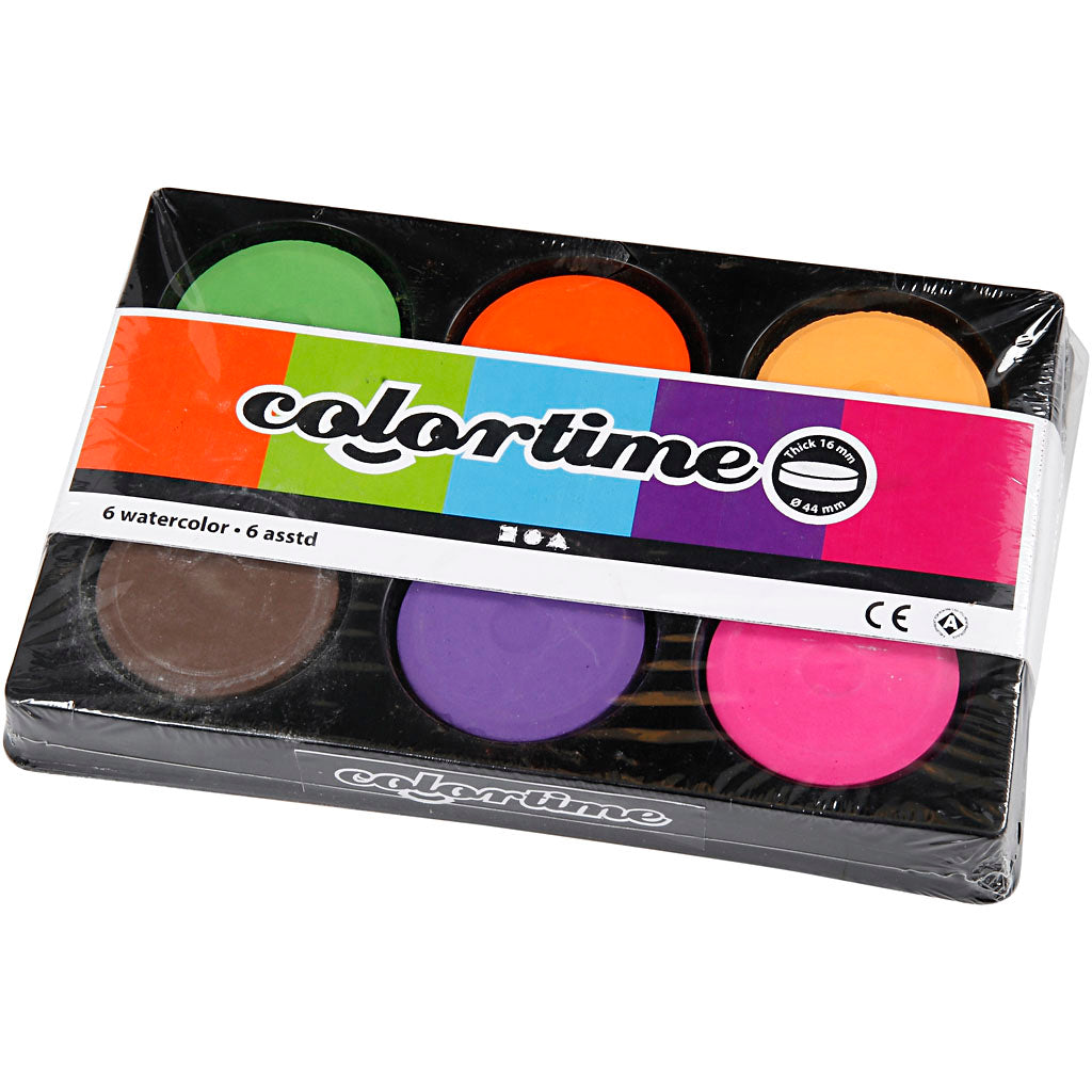 Vandfarve, H: 16 mm, diam. 44 mm, suppleringsfarver, 1 pk.