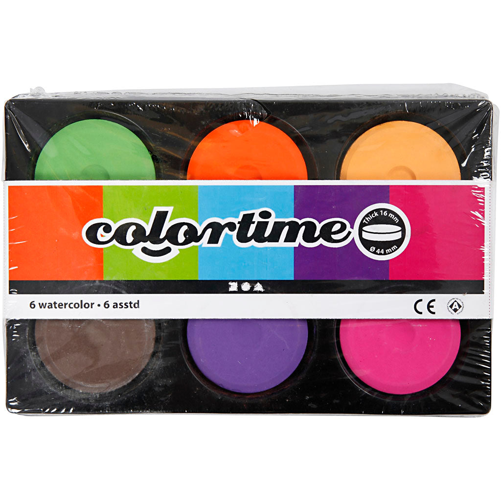 Vandfarve, H: 16 mm, diam. 44 mm, suppleringsfarver, 1 pk.