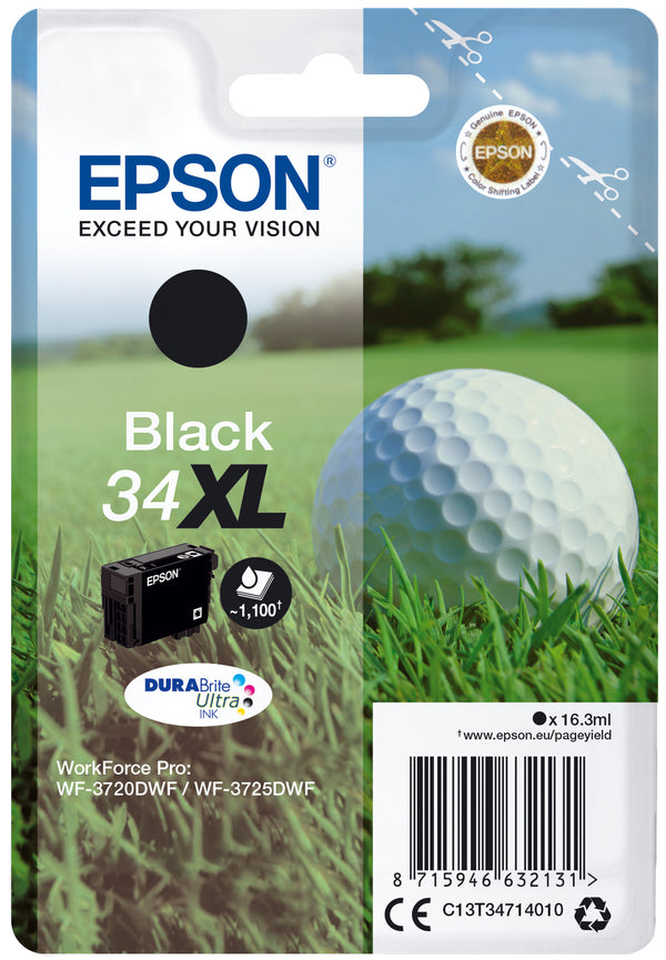 Epson 34XL Sort 1100 sider Blæk C13T34714010