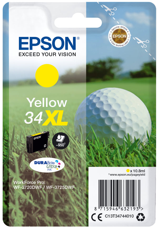 Epson 34XL Gul 950 sider Blæk C13T34744010