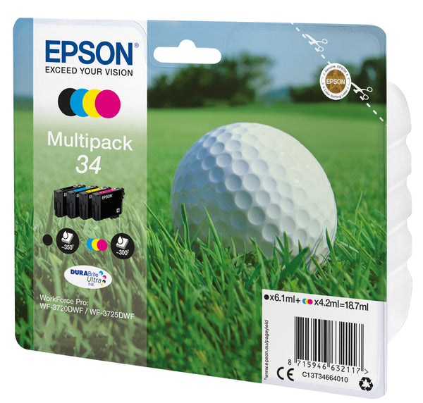 Epson 34 Sort Gul Cyan Magenta Blæk C13T34664010