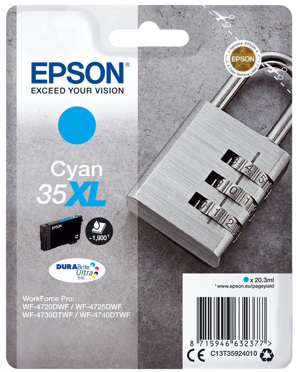 Epson 35XL Cyan 1900 sider Blæk C13T35924010