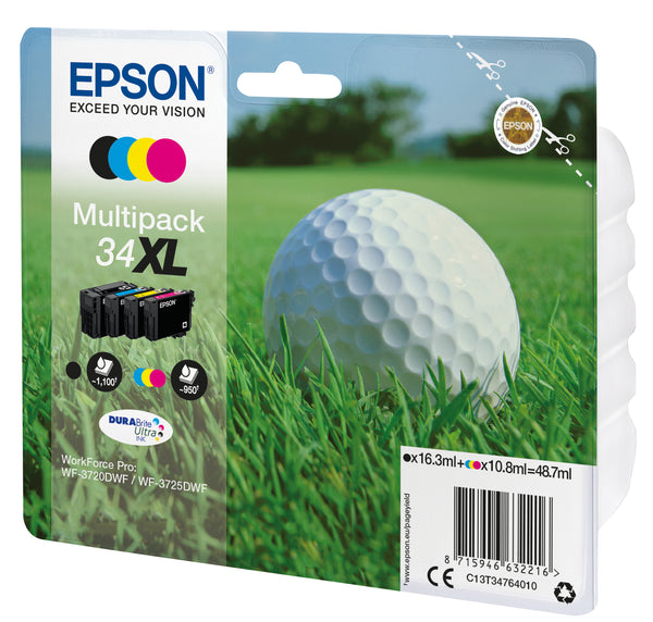 Epson 34XL Sort Gul Cyan Magenta Blæk C13T34764020