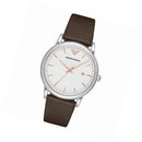 Emporio Armani Herren hvid skive brun læder rem ur For Men Ar11103