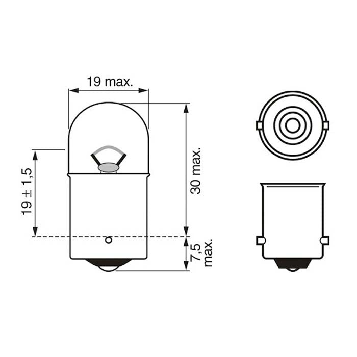 Pære R5W 12V BA15s 5W - 2 stk. - Bosch
