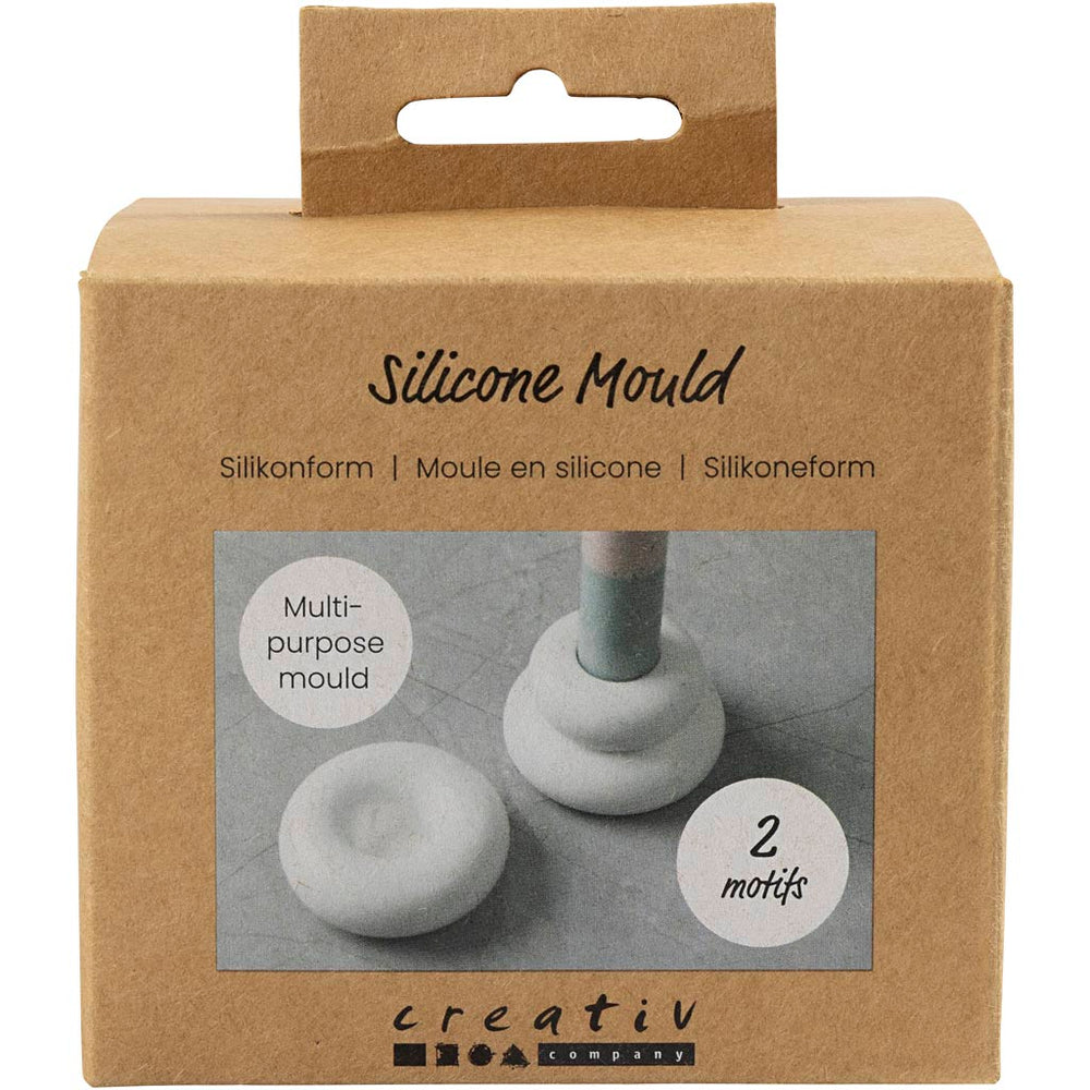 Silikoneform, Donutformede lysestager, H: 2+3,8 cm, diam. 6+6,2 cm, mat transparent, 1 stk./ 1 pk.