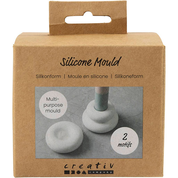 Silikoneform, Donutformede lysestager, H: 2+3,8 cm, diam. 6+6,2 cm, mat transparent, 1 stk./ 1 pk.