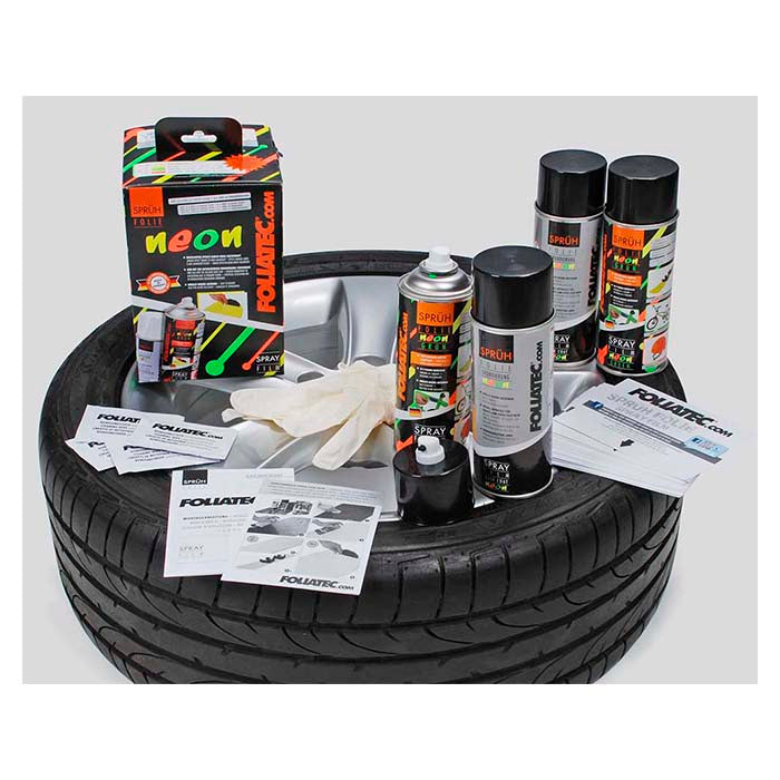 Sprayfolie neonrød 2x400 ml + base 2x400 ml - Fleksibel, aftagelig dækning, Foliatec