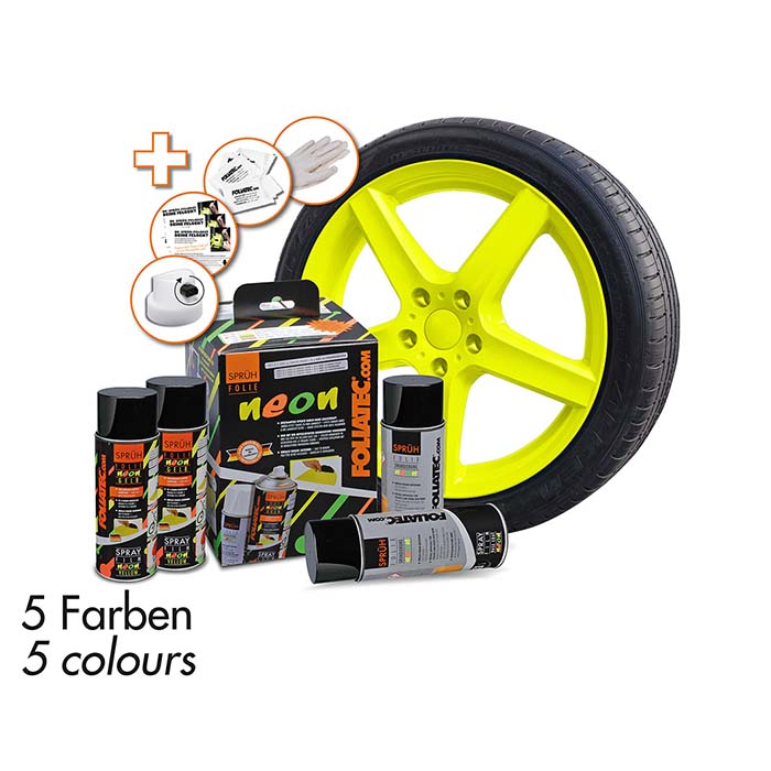 Sprayfolie neonrød 2x400 ml + base 2x400 ml - Fleksibel, aftagelig dækning, Foliatec