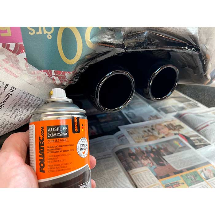 Udstødningsmaling 2K sort 250 ml - varme-, kemikalie- og oliebestandig til udstødningsrør - Foliatec