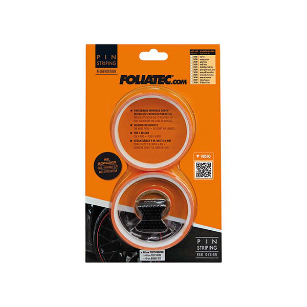 Fælgbånd orange selvklæbende 2,15 m - varme- og bilvaskresistent, 4 stk. monteringssæt inkluderet - Foliatec