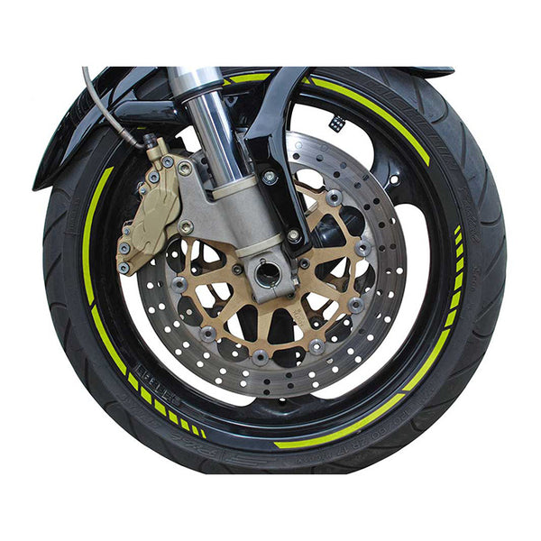 Fælgbånd neon gul 7 mm til MC, selvklæbende, 14 segmenter - Foliatec