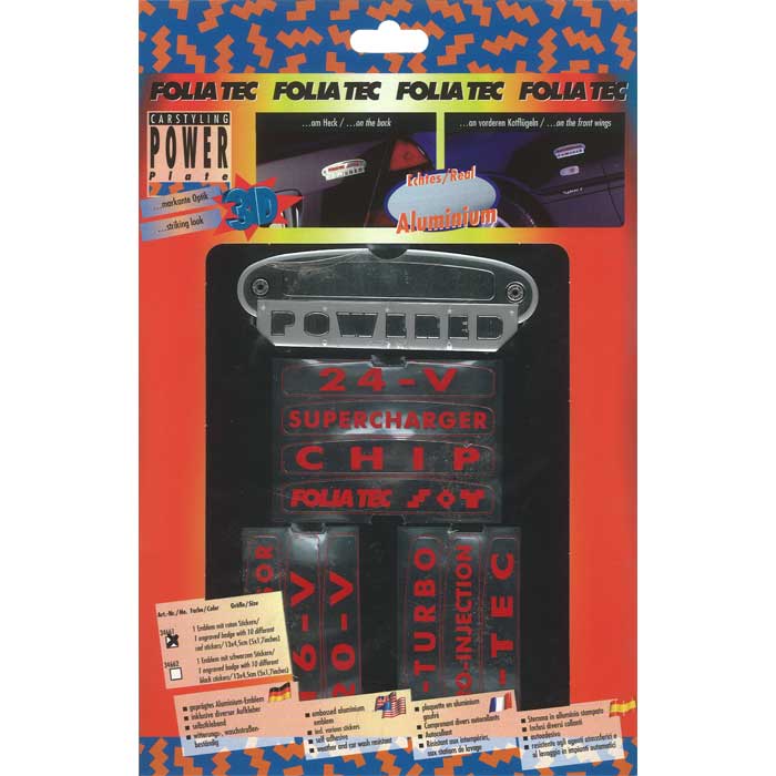 Power-plate nummerplade i krom med rød skrift - Foliatec