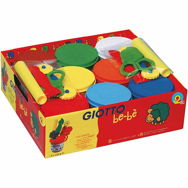 Giotto Modellervoks, 8 farver, 220 g - Afsmitningsfri