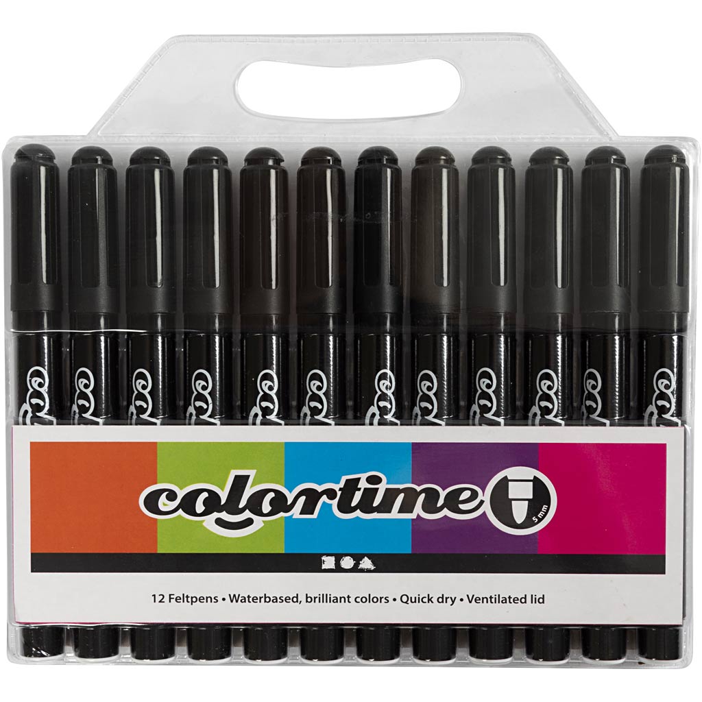 Colortime Tusch, streg 5 mm, sort, 12 stk./ 1 pk.