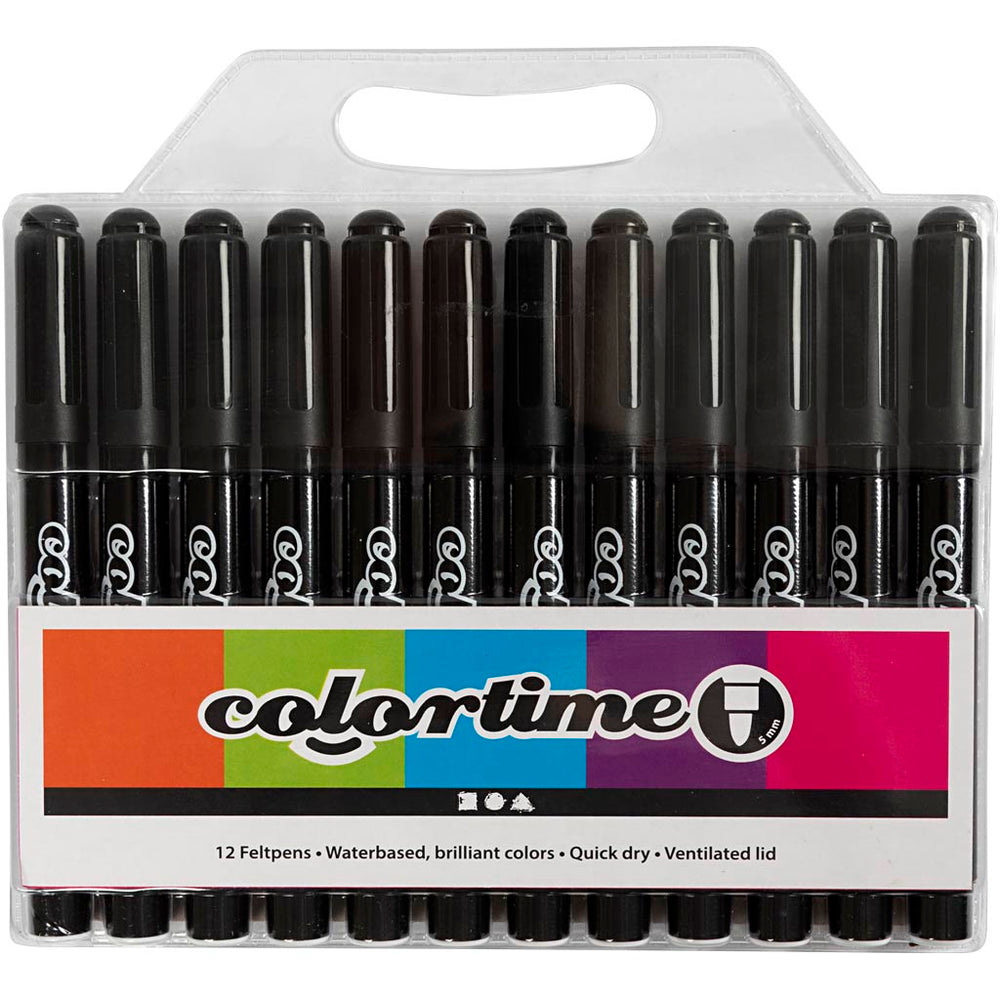 Colortime Tusch, streg 5 mm, sort, 12 stk./ 1 pk.