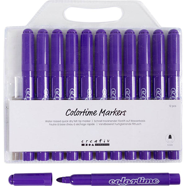 Colortime Tusch, streg 5 mm, lilla, 12 stk./ 1 pk.