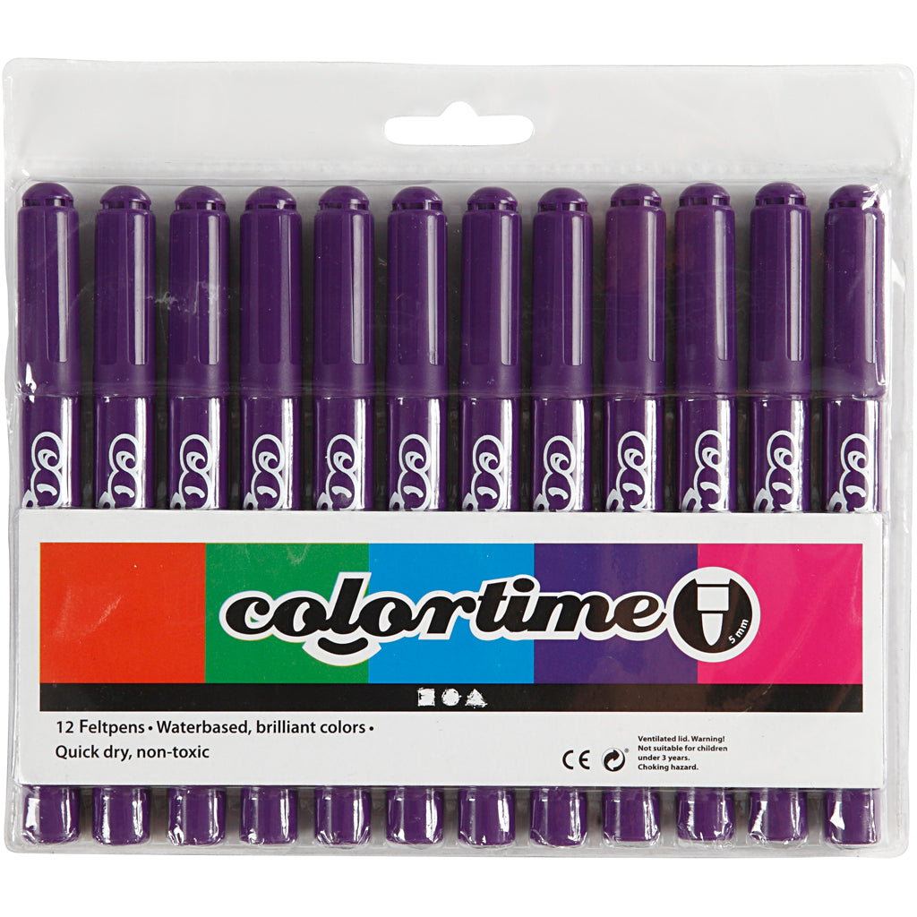 Colortime Tusch, streg 5 mm, lilla, 12 stk./ 1 pk.