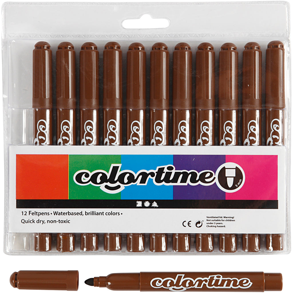 Colortime Tusch, streg 5 mm, brun, 12 stk./ 1 pk.