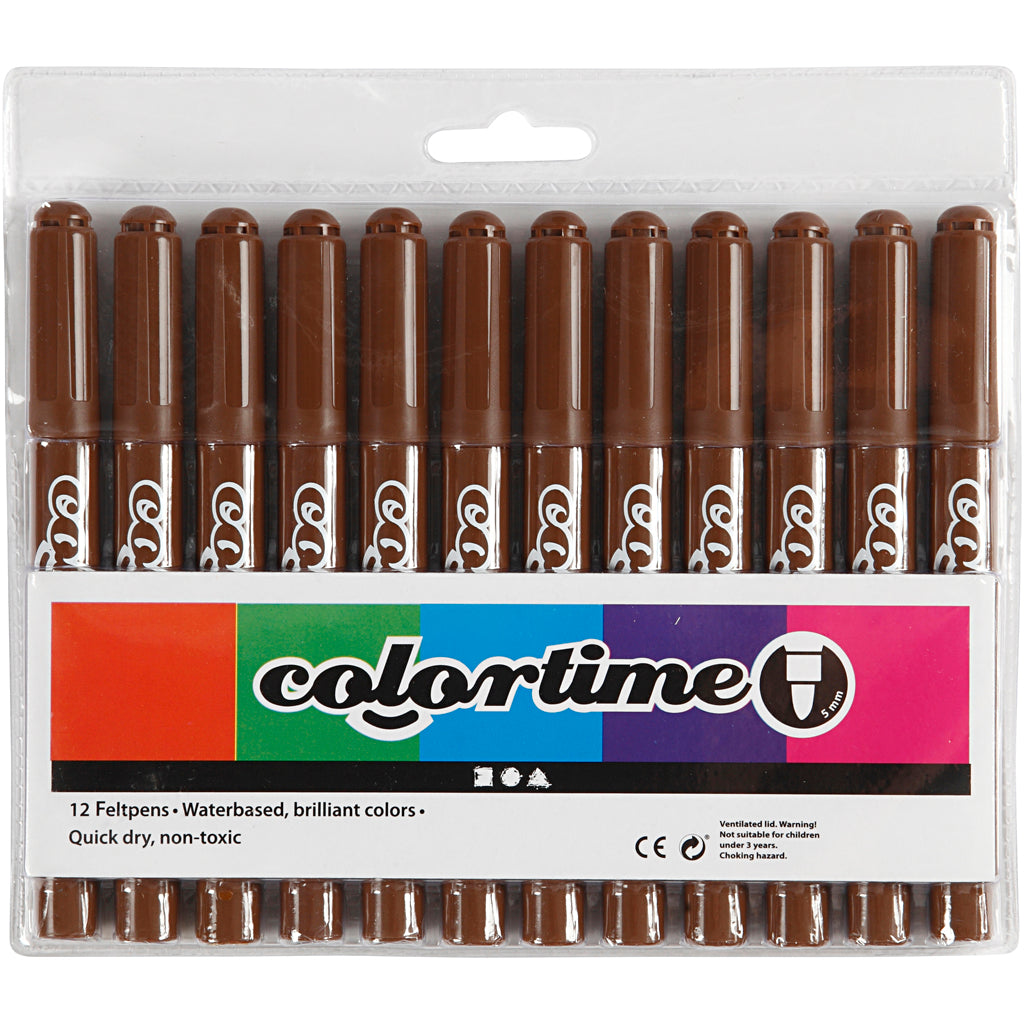 Colortime Tusch, streg 5 mm, brun, 12 stk./ 1 pk.