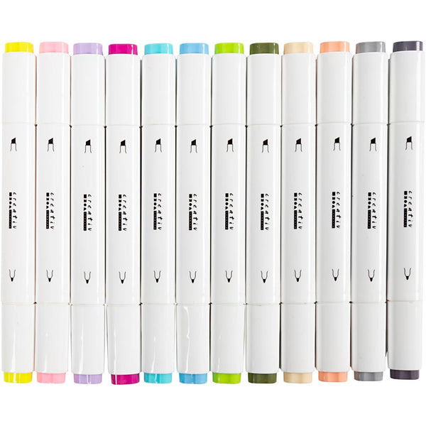 Illustration Marker, streg 1+8 mm, pastelfarver, 12 stk./ 1 pk.